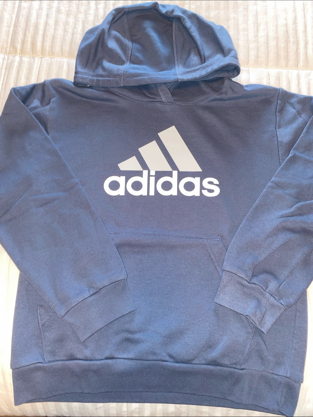adidas Blue Pullover Hoodie with White Logo